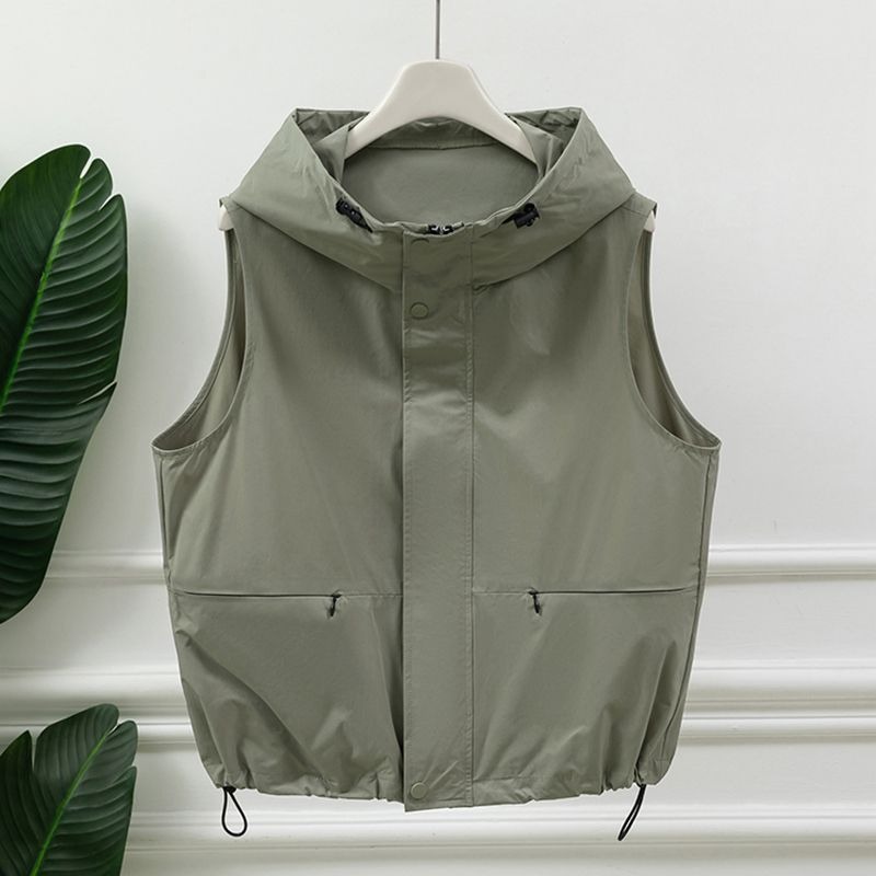 Women'S Fashion Utility Vest - Damska jasnoszara kamizelka bez rękawów z