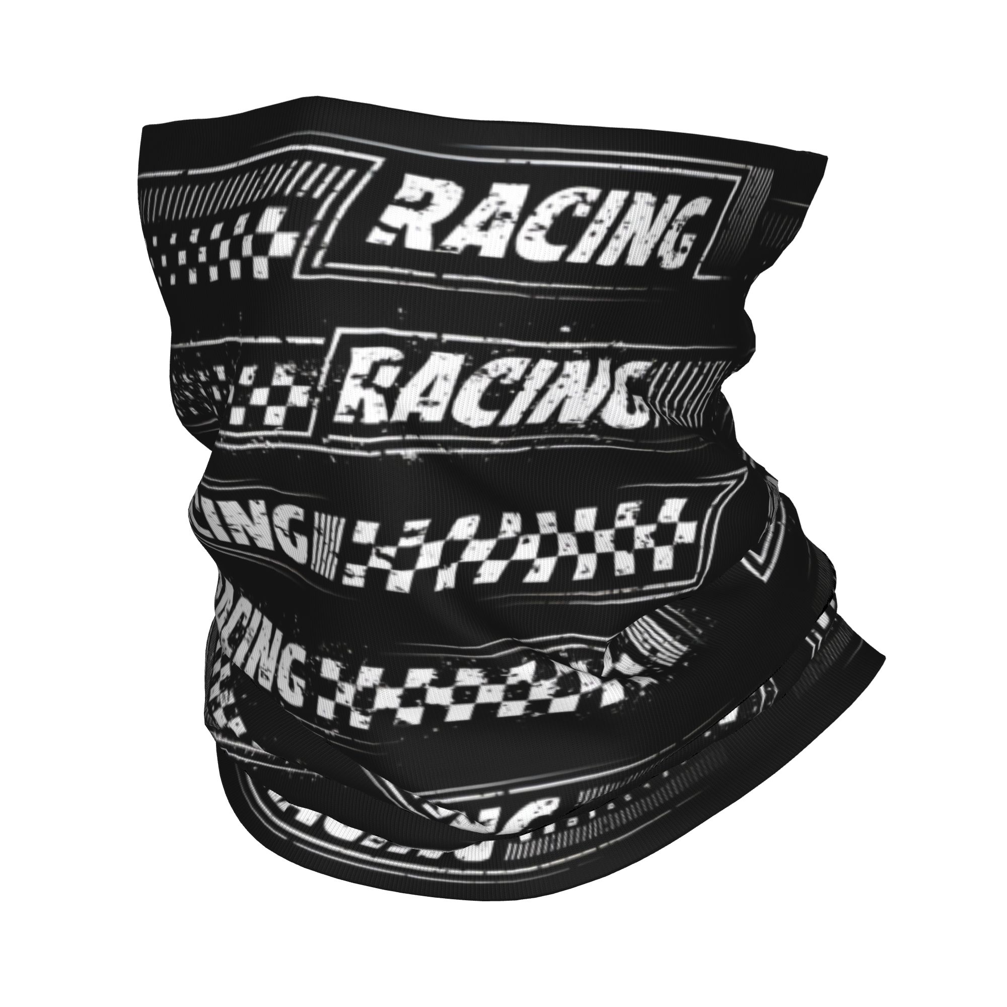 Women Fashion Logo - Bandana z logo wyścigowym, wzór szachownicy,