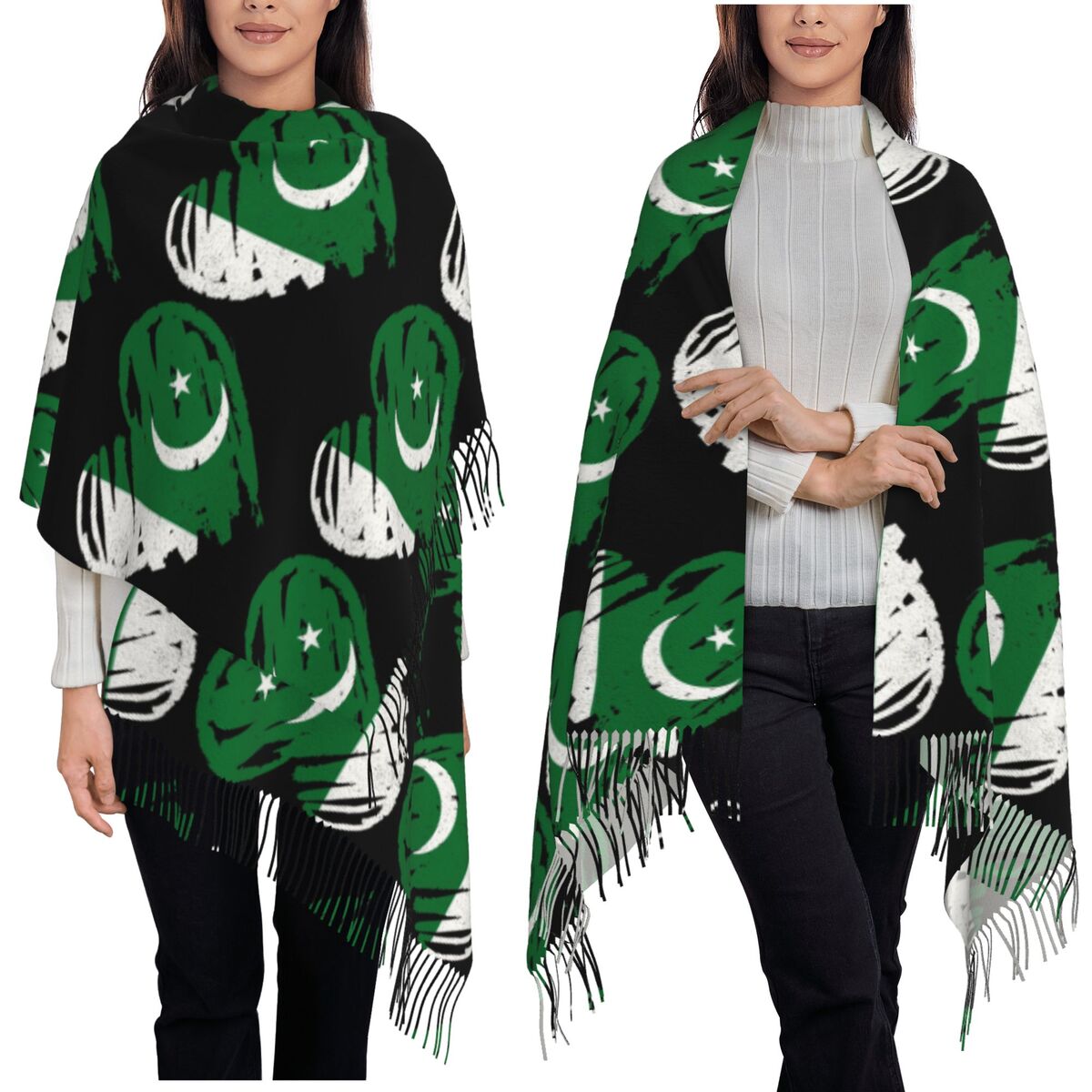 Women Fashion Pakistan - Kocham flagę Pakistanu, pakistański szal, szaliki