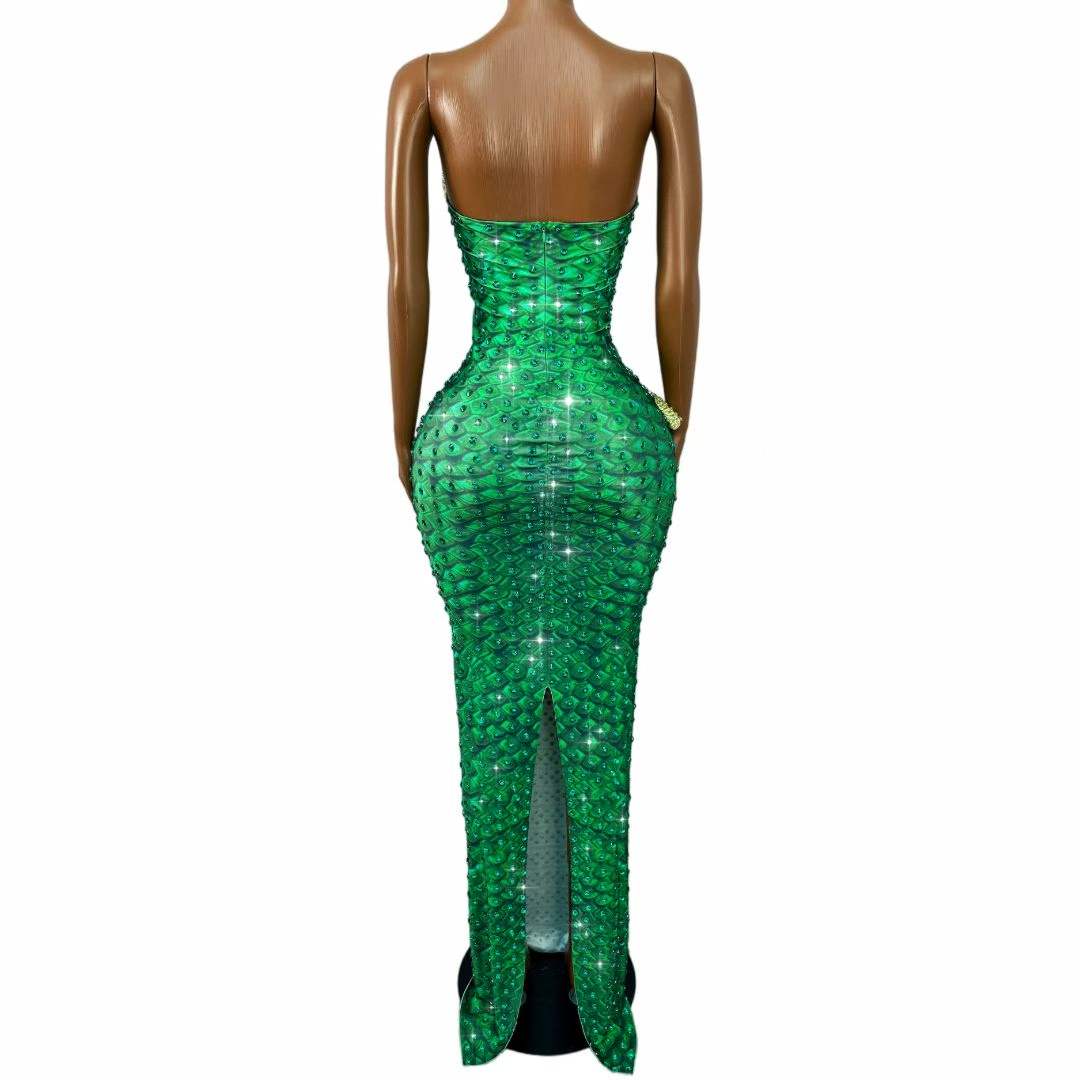 Błyszcząca zielona sukienka tu – Women Fashion Designer Dresses Photos recenzja i cena