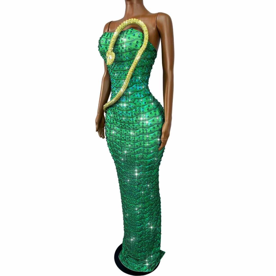 Błyszcząca zielona sukienka tu – Women Fashion Designer Dresses Photos recenzja i cena