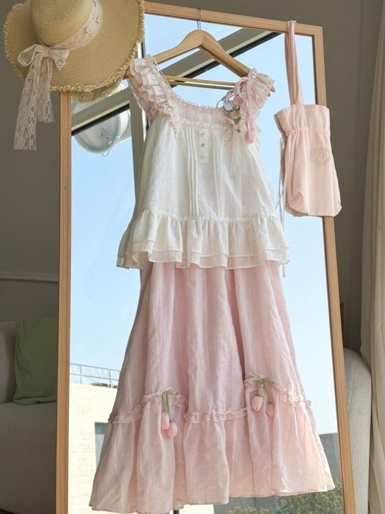Słodki, kawaii komplet dwuczęś – Lace Trim Cami recenzja i cena